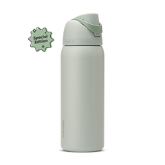 FreeSip 32oz Summer Paradise; soft sage green body with matching sage flip cap and carry loop