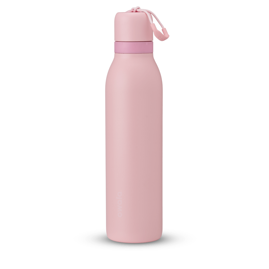 FreeSip Twist 18oz, soft pink bottle with twist cap and carry loop
